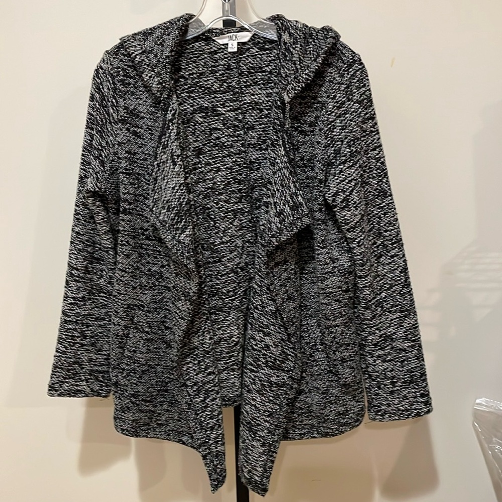 Jack Black and White Marled Hooded Cardigan, Size S